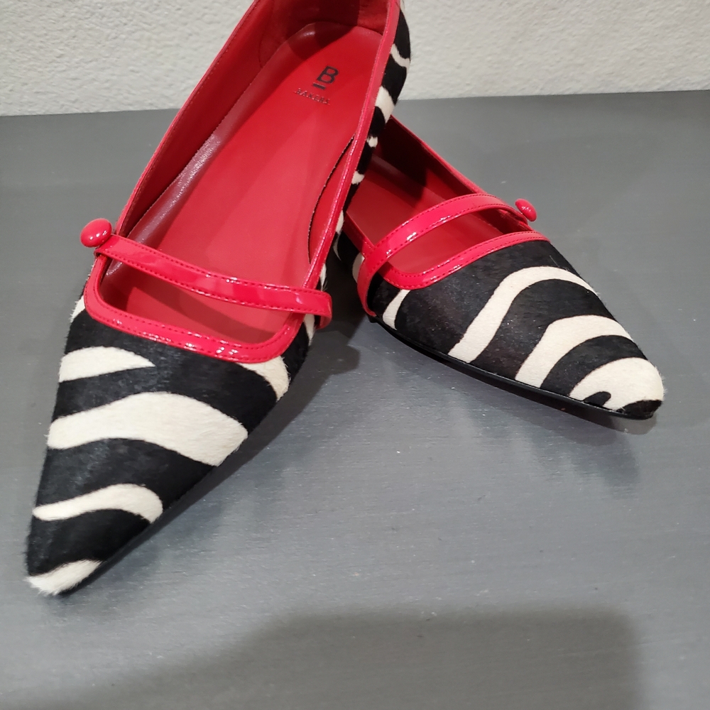 lack and White Zebra Print Women's Shoes with Red Accents
